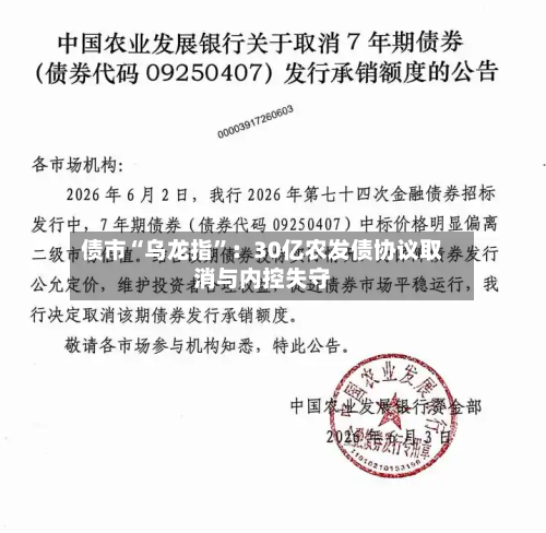 债市“乌龙指	”：30亿农发债协议取消与内控失守-第3张图片