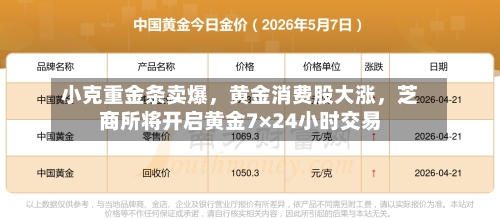 小克重金条卖爆	，黄金消费股大涨，芝商所将开启黄金7×24小时交易-第2张图片