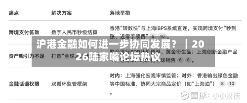 沪港金融如何进一步协同发展?|2026陆家嘴论坛热议-第3张图片
