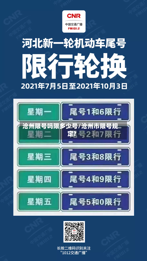 沧州限号吗限多少号/沧州市限号规定?-第2张图片
