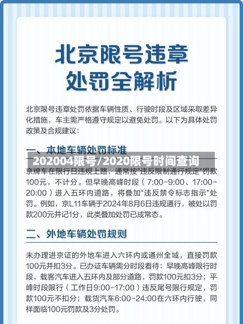 202004限号/2020限号时间查询